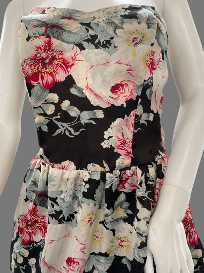 GUESS JEANS 
Floral-print strapless mini...