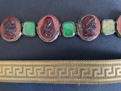 Set of four vintage costume jewelry bracelets...