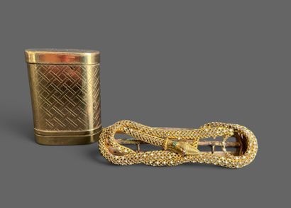 Belt buckle featuring a coiled snake design...