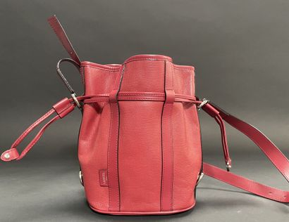 LANCEL
Red embossed leather bucket bag with...