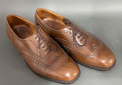 JM WESTON
Pair of brown leather lace-up derbies...