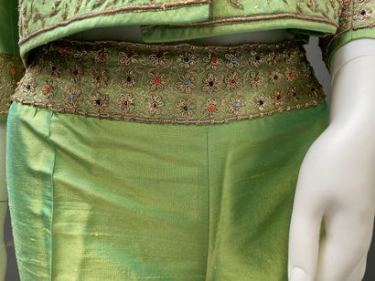 RENATO NUCCI
Green silk ensemble embroidered...