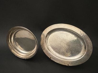 Christian DIOR
Two hammered silver plated...