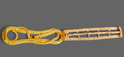 Belt buckle featuring a coiled snake design...