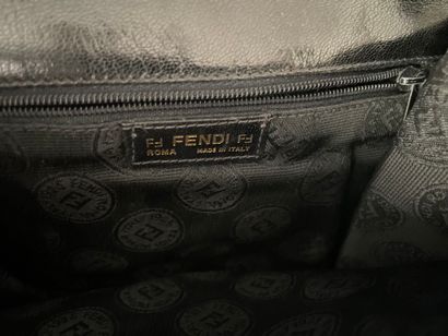 FENDI 
Small flat leather bag with black...