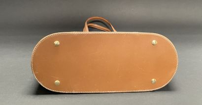 LANCEL
Camel-beige leather bag with ecru...
