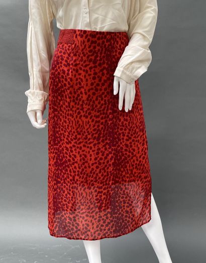 AKRYS
Red asymmetrical skirt with leopard...