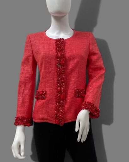Georges RECH 
Coral-colored lustrous cotton...