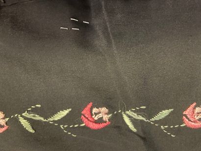 Russian-inspired black silk shawl embroidered...