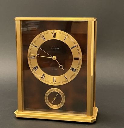 LANCEL
Barometer clock in gold-plated metal...