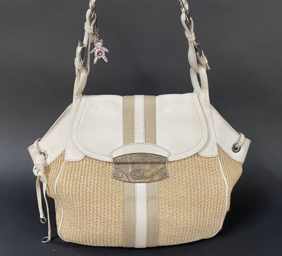 PRADA
40 cm tote bag in beige raffia, white...