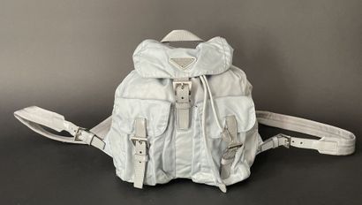 PRADA 
Small blue Re-nylon backpack, two...