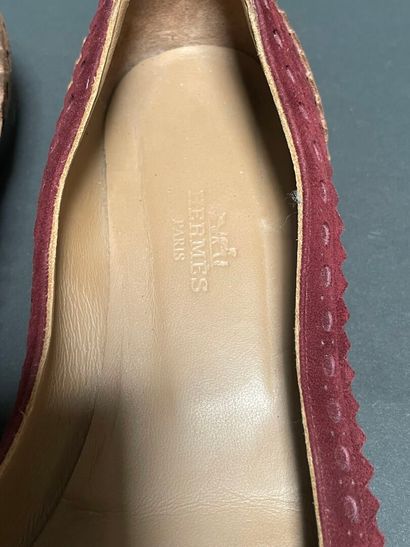 HERMES 
Pair of tricolor suede ballet flats...