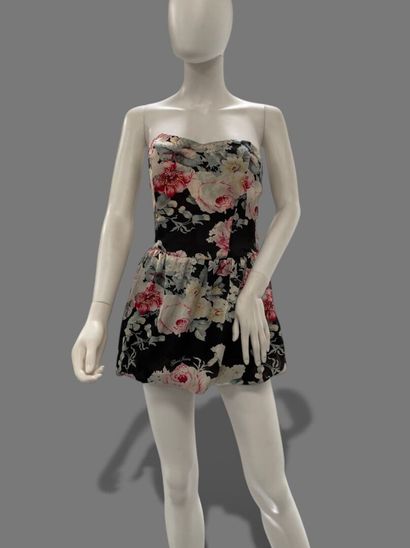 GUESS JEANS 
Floral-print strapless mini...