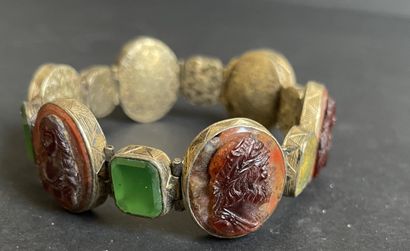Set of four vintage costume jewelry bracelets...