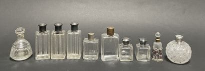 Set of glass and crystal bottles