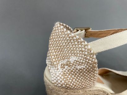 CASTANER 
Two pairs of canvas wedge espadrilles,...