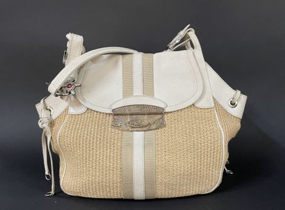 PRADA
40 cm tote bag in beige raffia, white...