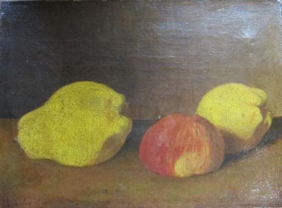 École moderne 
Nature-morte aux coings et...