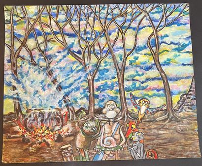 NGAZOLO BINDA
Treize gouaches sur papier
Non...