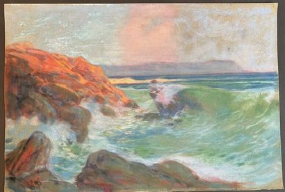 FORTUNI 
Vagues sur les rochers
Pastel sur...