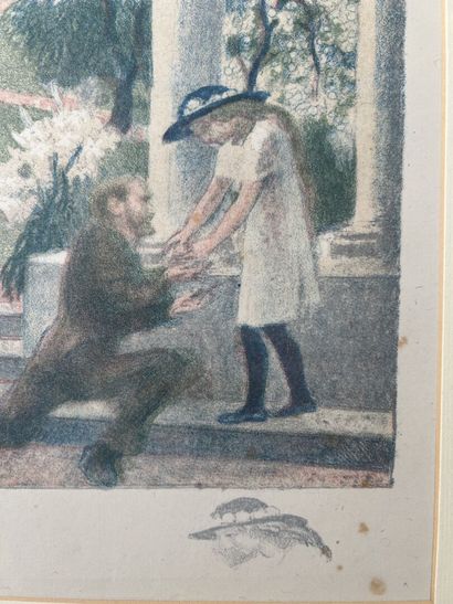 Lot de deux pièces encadrées : 
- Dans le...