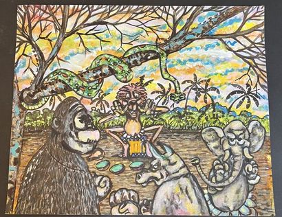 NGAZOLO BINDA
Treize gouaches sur papier
Non...