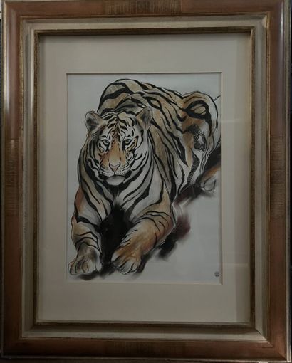 Gustave GUETANT (1873 - 1953)
Tigre couché
Encre,...