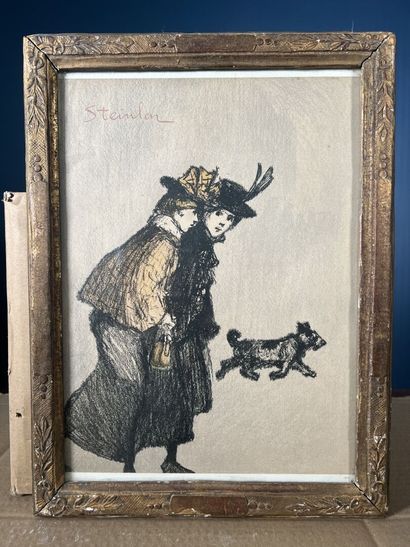 Lot de deux pièces encadrées : 
- Dans le...