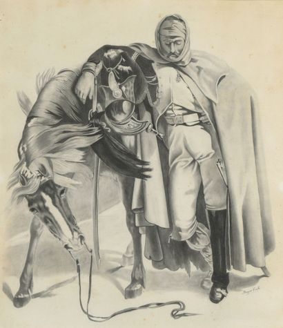 ROUGET EMILE
Paire de dessins au fusain et...