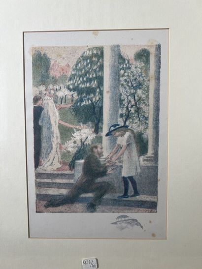 Lot de deux pièces encadrées : 
- Dans le...