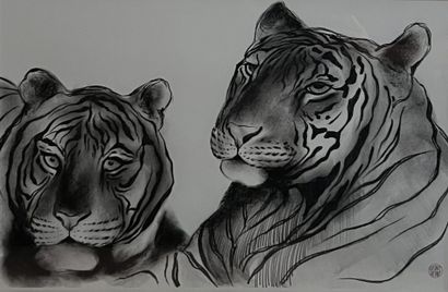 Gustave GUETANT (1873 - 1953)
Têtes de tigres
Encre...