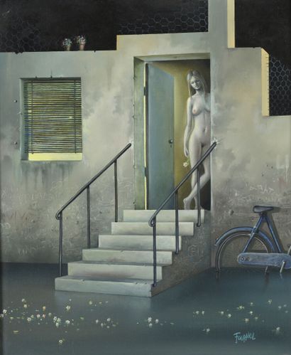 Max FOURNOL (né en 1946)
Nu féminin à l'escalier
Huile...