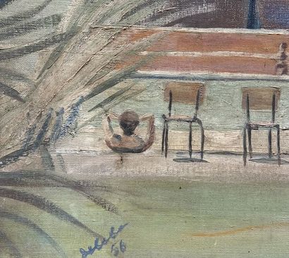 École moderne 
Piscine à Marrakech 
Huile...