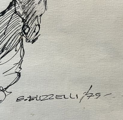 Guido BUZZELLI (1927-1992)
Étude de chevaux
Encre...