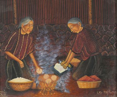 Trois huiles sur toile guatémaltèques : 

-...