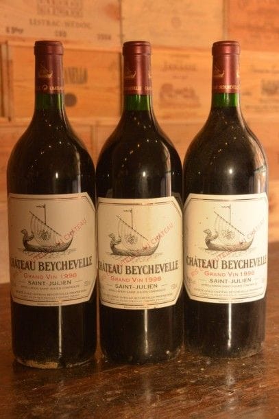 3 Magnums Château Beychevelle 1998, étiquette...