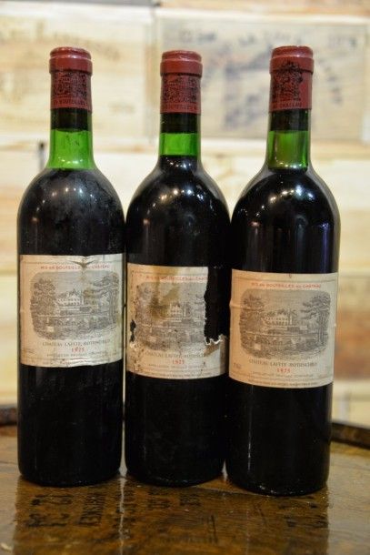 3 Bouteilles Château Lafite Rothschild 1975,...
