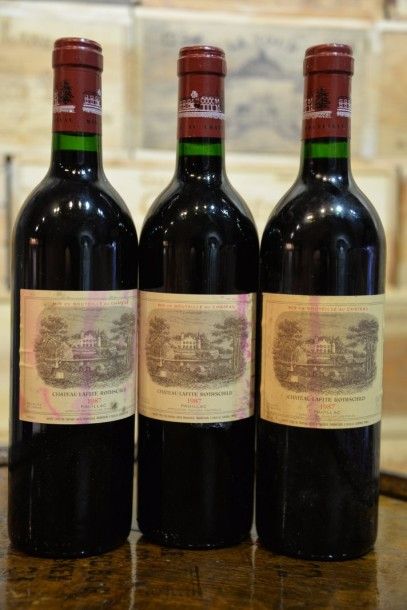 3 Bouteilles Château Lafite Rothschild 1987,...