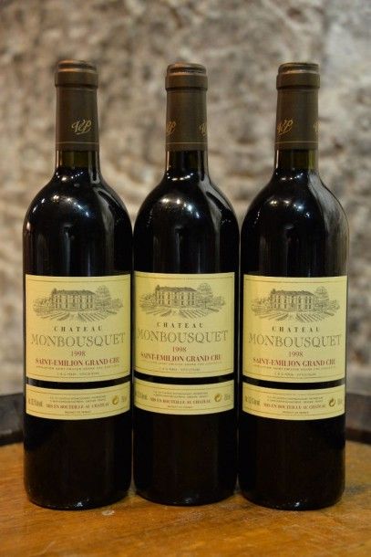 3 Bouteilles Château Monbousquet 1998.