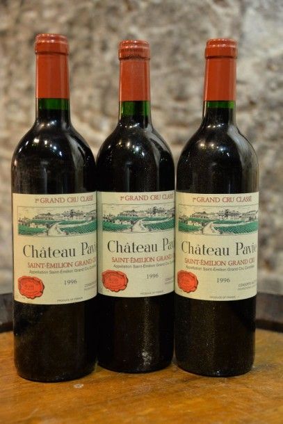 3 Bouteilles Château Pavie 1996.