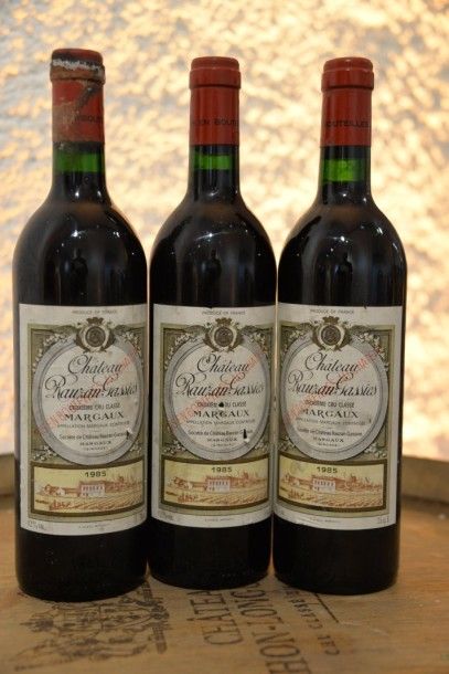 3 Bouteilles Château Rauzan Gassies 1985,...