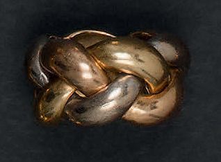 Bague en or 18K (750°/00) de trois couleurs,...