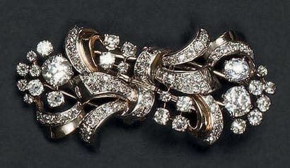 Broche double clip «bouquet enrubanné» en...