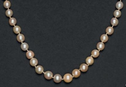 Collier de 57 perles en légère chute, de...