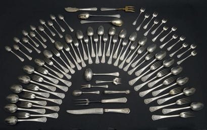 Ménagère en argent modèle à queue de rat,...