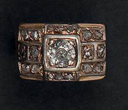 Bague à pont en or jaune 18K (750°/00) sertie...