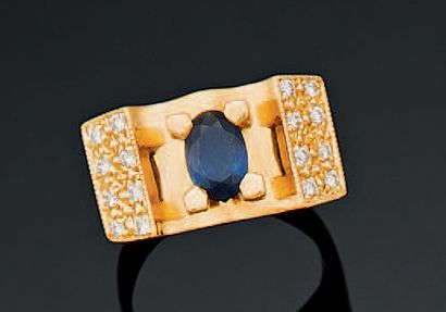 Bague «tank» en or jaune 18K (750°/00) ornée...