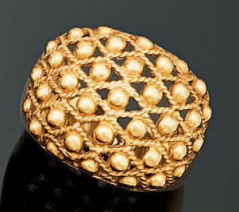 Bague «boule» en or jaune 18K (750°/00) à...