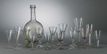 Lot de seize verres certains de modèle twist,...